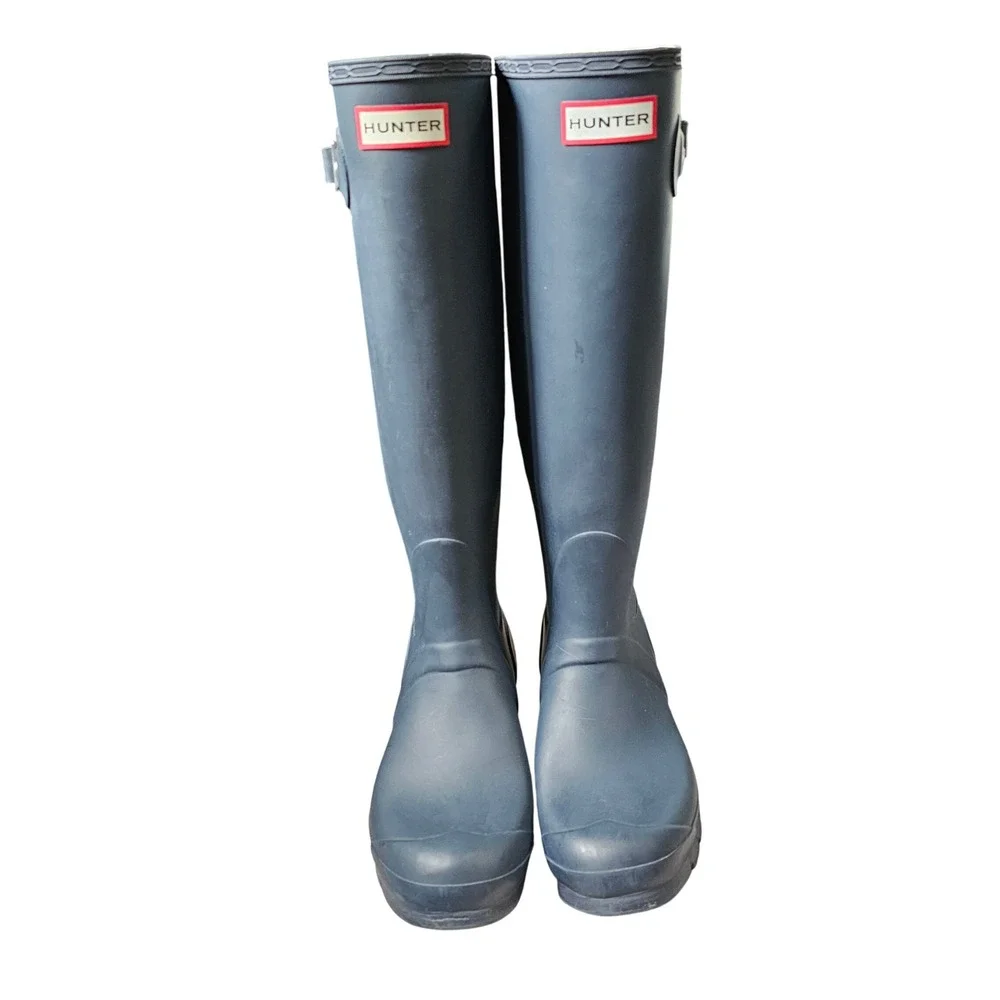 Hunter Gray Tall Rubber Rain Boots US Size 7M/8F Size EU 39